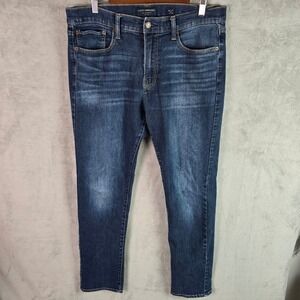 Lucky Brand 410 Athletic Slim Mens Jeans 34x32 Dark Wash Blue Tapered Denim